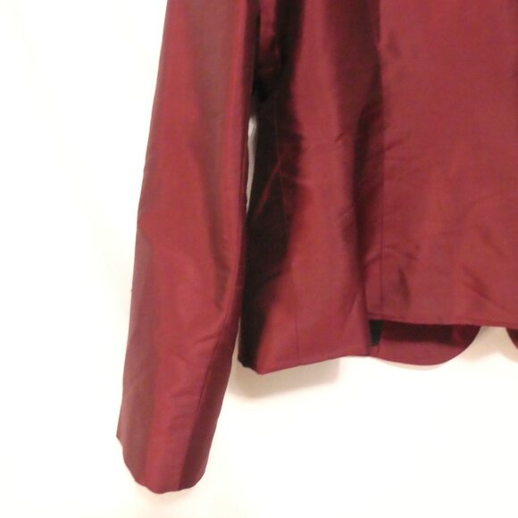 Women's Shiny Formal Burgundy Blazer - Suit Jacket | Faux Pockets | medium - Picture 12 of 14